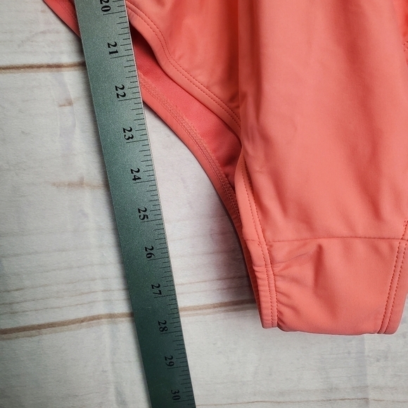 New Kona Sol Peach V-neck One Piece High Back Adjustable Straps Swimsuit Medium - Picture 7 of 11